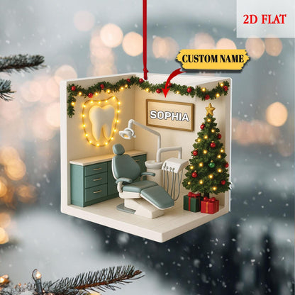 Personalized Dental 2D Flat Acrylic Ornament,Dentist Christmas Gift, Dental Assistant,Dental Hygienist, Dental Squad Ornament, Teeth Shakers