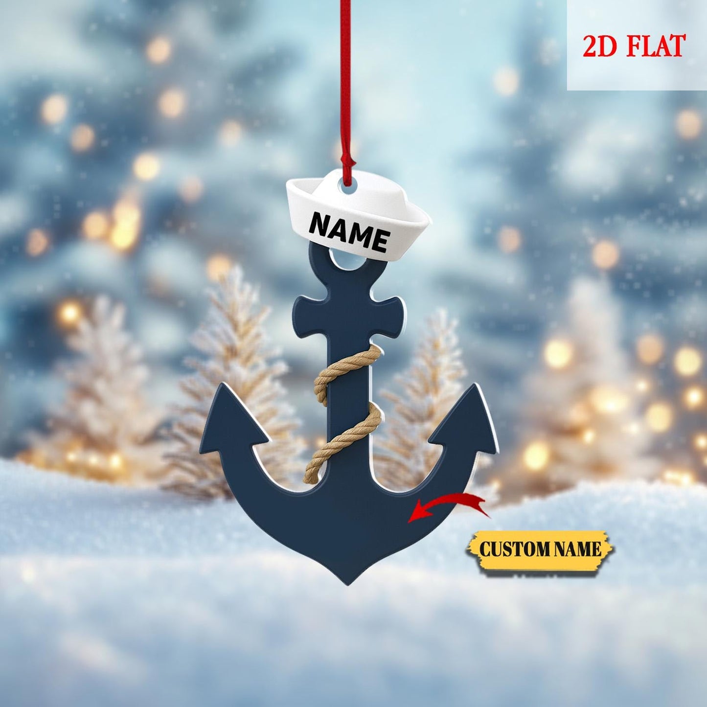 Personalized Sailor Anchor Ornament, Custom Acrylic Sailboat Ornament, Sailboat Lover Gift, Nautical Ornament, Sailor Gift Keepsake