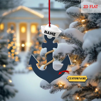 Personalized Sailor Anchor Ornament, Custom Acrylic Sailboat Ornament, Sailboat Lover Gift, Nautical Ornament, Sailor Gift Keepsake