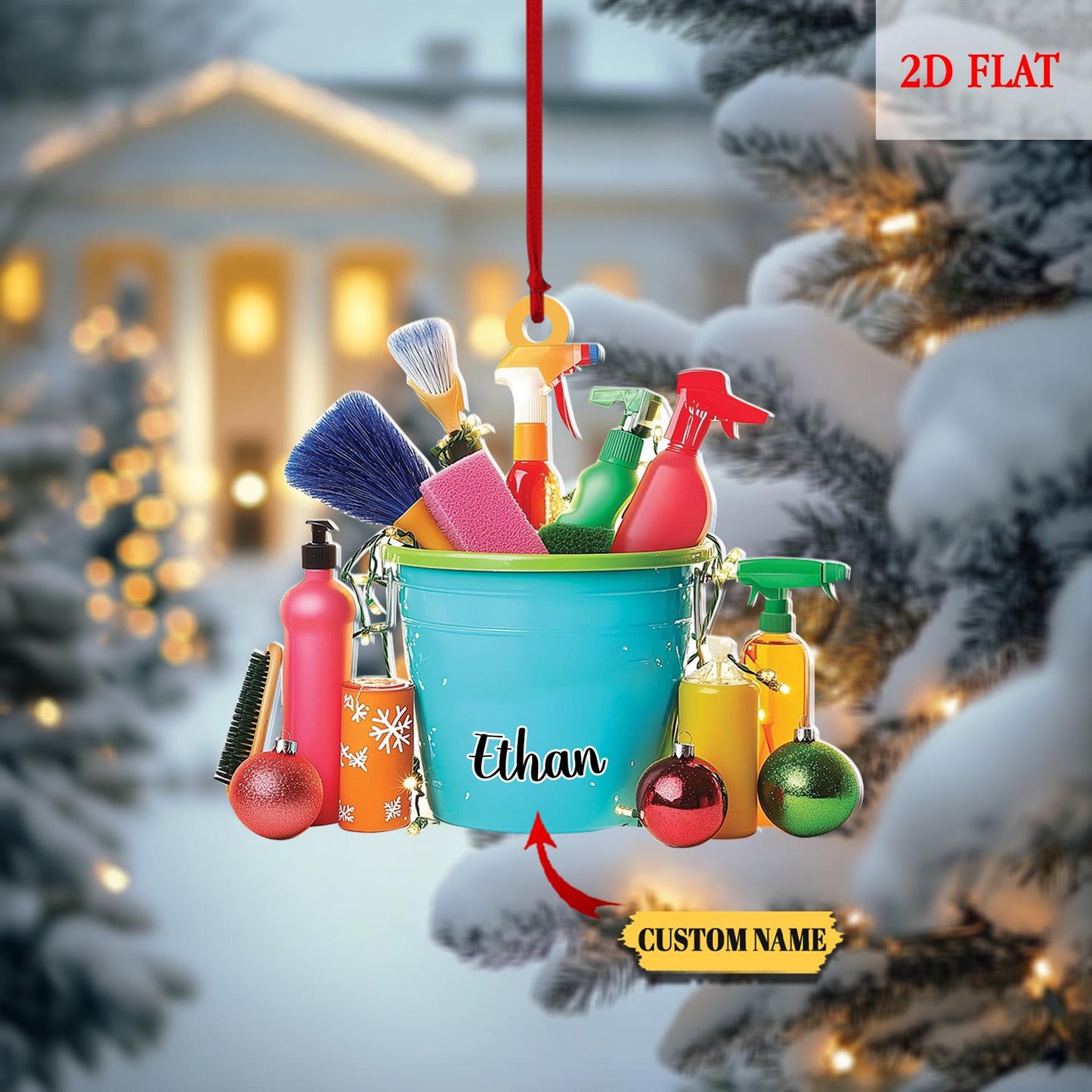 Personalized Housekeeping Ornament, Custom Cleaning Service Christmas Ornament, Janitor Cleaning Lady Ornament, Cleaning lover gift