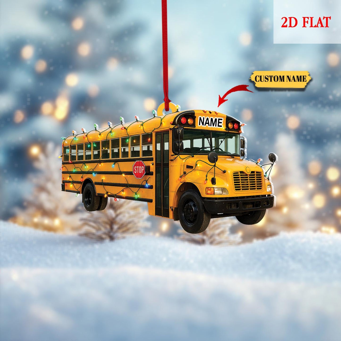 Personalized Bus Driver Christmas Ornament 2D Flat Design, Bus Christmas Tree Decor, Christmas Bus Driver Ornament, Gift For Bus Driver