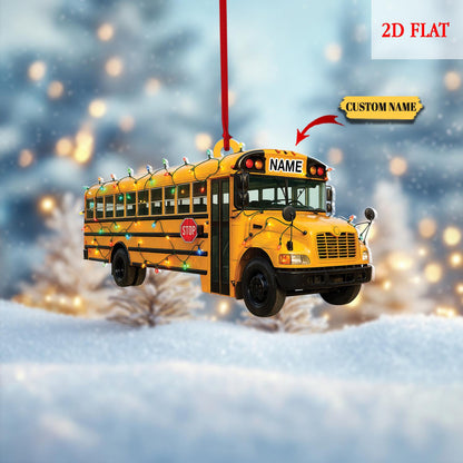 Personalized Bus Driver Christmas Ornament 2D Flat Design, Bus Christmas Tree Decor, Christmas Bus Driver Ornament, Gift For Bus Driver
