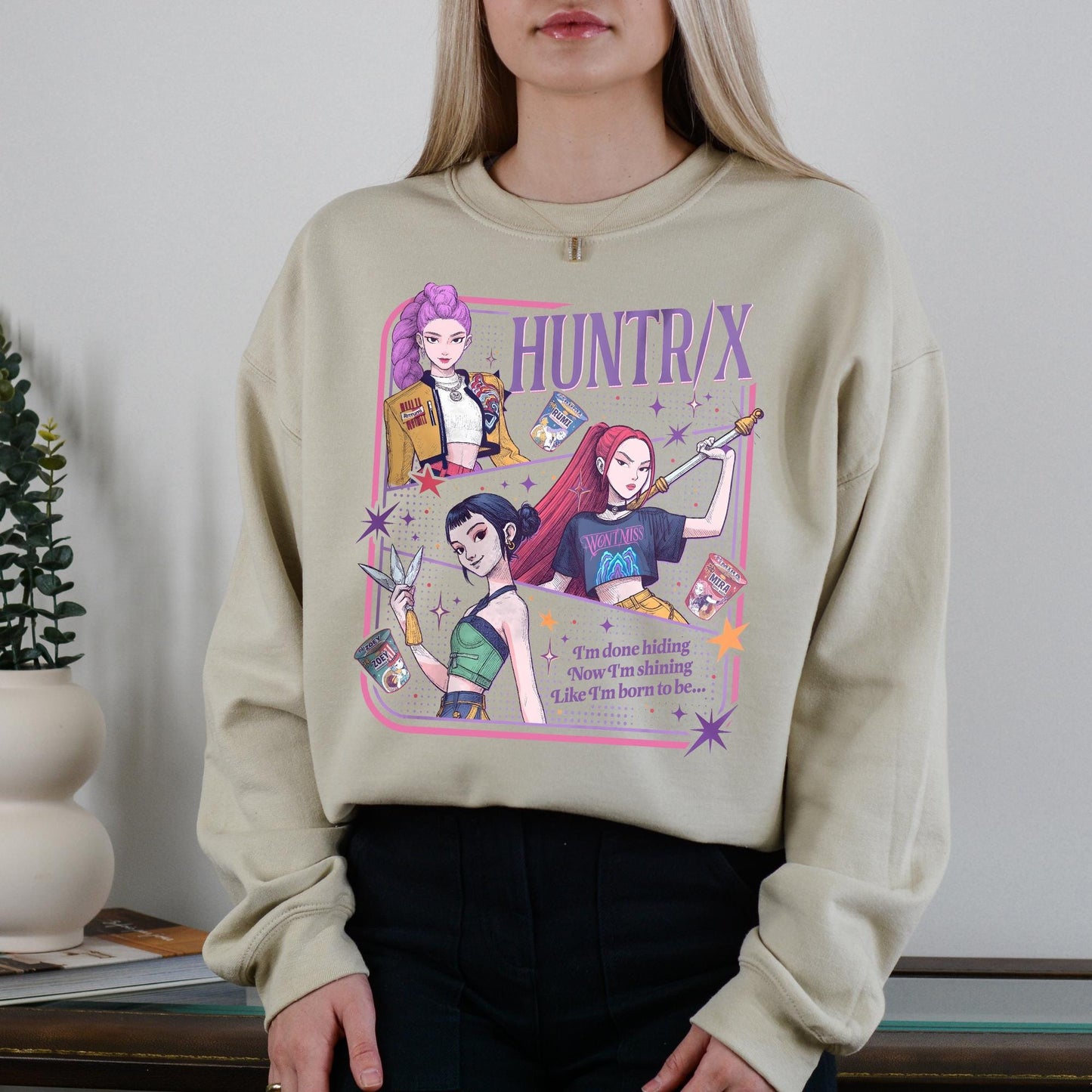 Huntrix Demon Hunters Sweatshirt, Huntrix Girls Shirt, Mira Rumi Zoey Shirt, Demon Hunter Merch, Kpop Fan Gift, Demon Hunter Band Hoodie