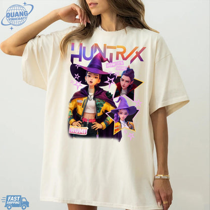 Rumi Huntrix Demon Hunters Halloween T Shirts, Huntrix Girls Tshirt, Demon Hunter Merch, Gift for Kpop Fan, Derpy Tiger Shirt, Sussy