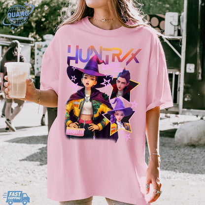 Rumi Huntrix Demon Hunters Halloween T Shirts, Huntrix Girls Tshirt, Demon Hunter Merch, Gift for Kpop Fan, Derpy Tiger Shirt, Sussy