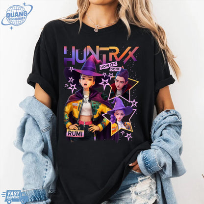 Rumi Huntrix Demon Hunters Halloween T Shirts, Huntrix Girls Tshirt, Demon Hunter Merch, Gift for Kpop Fan, Derpy Tiger Shirt, Sussy