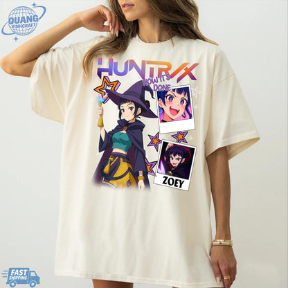 Zoey Huntrix Demon Hunters Halloween T Shirts, Huntrix Girls Tshirt, Demon Hunter Merch, Gift for Kpop Fan, Derpy Tiger Shirt, Sussy