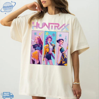 Kpop Huntrix Shirt, Kpop Demon Hunters Shirt, Kpop Huntrix Tee, Mira, Rumi, Zoey, Derpy Tiger Tee, Gift for Huntrix fans, Saja Boys Fans