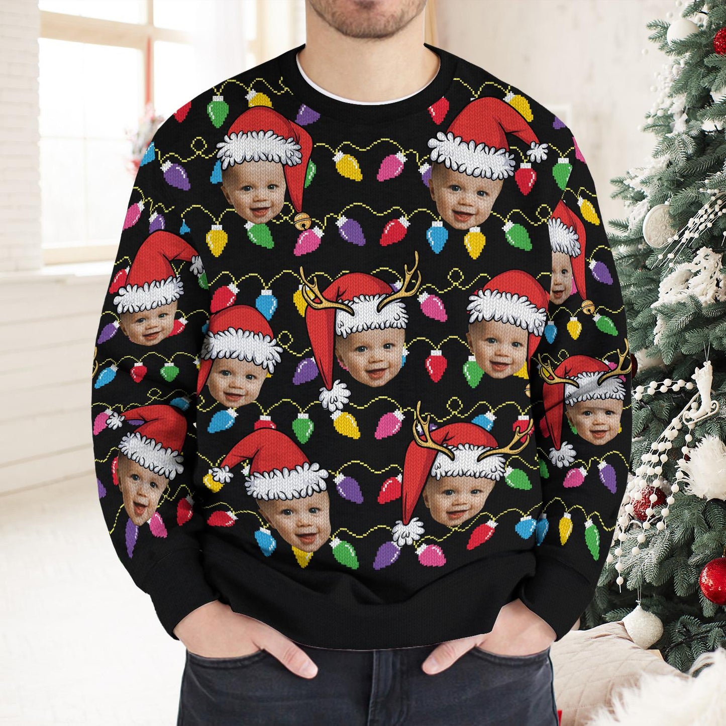 Personalized Photo Face Christmas Ugly Sweatshirt, Custom Family Xmas Gift, Funny Holiday Gift, Christmas Gift for Family