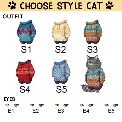 Personalized Funny Cat Ugly Sweatshirt, Meowy Xmas Sweater, Funny Cat Lovers Gifts, Holiday Sweatshirt, Christmas Gift, Funny Xmas Gift