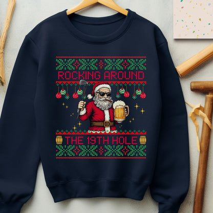 Rockin' Around the Christmas Tree Shirt Santa Claus Golfing Golf Ugly Sweater Funny Secret Santa Gift Ideas