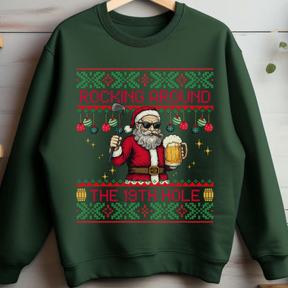 Rockin' Around the Christmas Tree Shirt Santa Claus Golfing Golf Ugly Sweater Funny Secret Santa Gift Ideas
