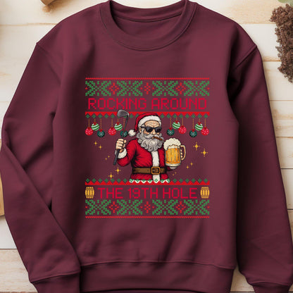Rockin' Around the Christmas Tree Shirt Santa Claus Golfing Golf Ugly Sweater Funny Secret Santa Gift Ideas