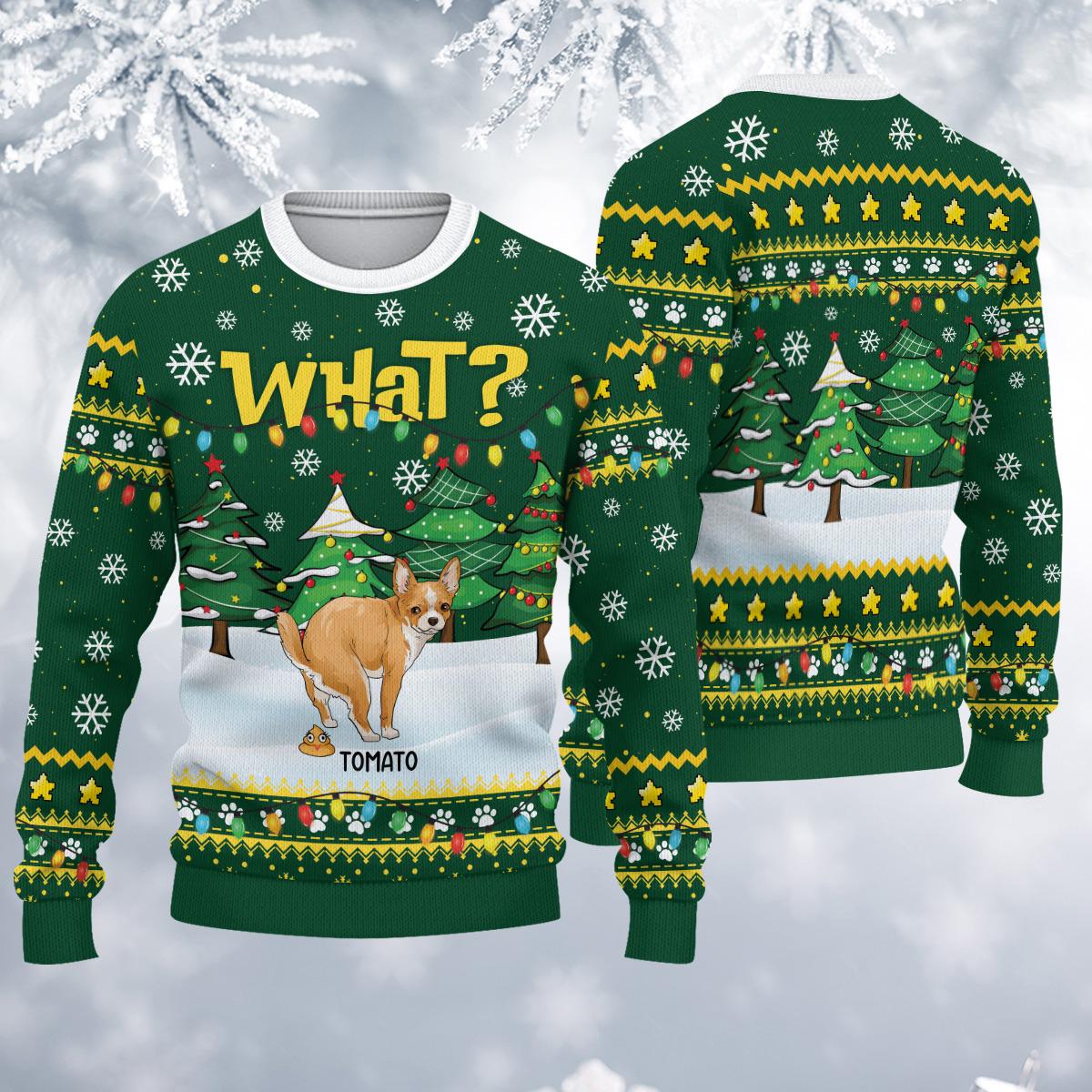 Personalized Funny Pooping Dog Christmas Ugly Sweatshirt, Gift for Dog Lovers, Holiday Sweatshirt, Christmas Gift, Funny Xmas Gift