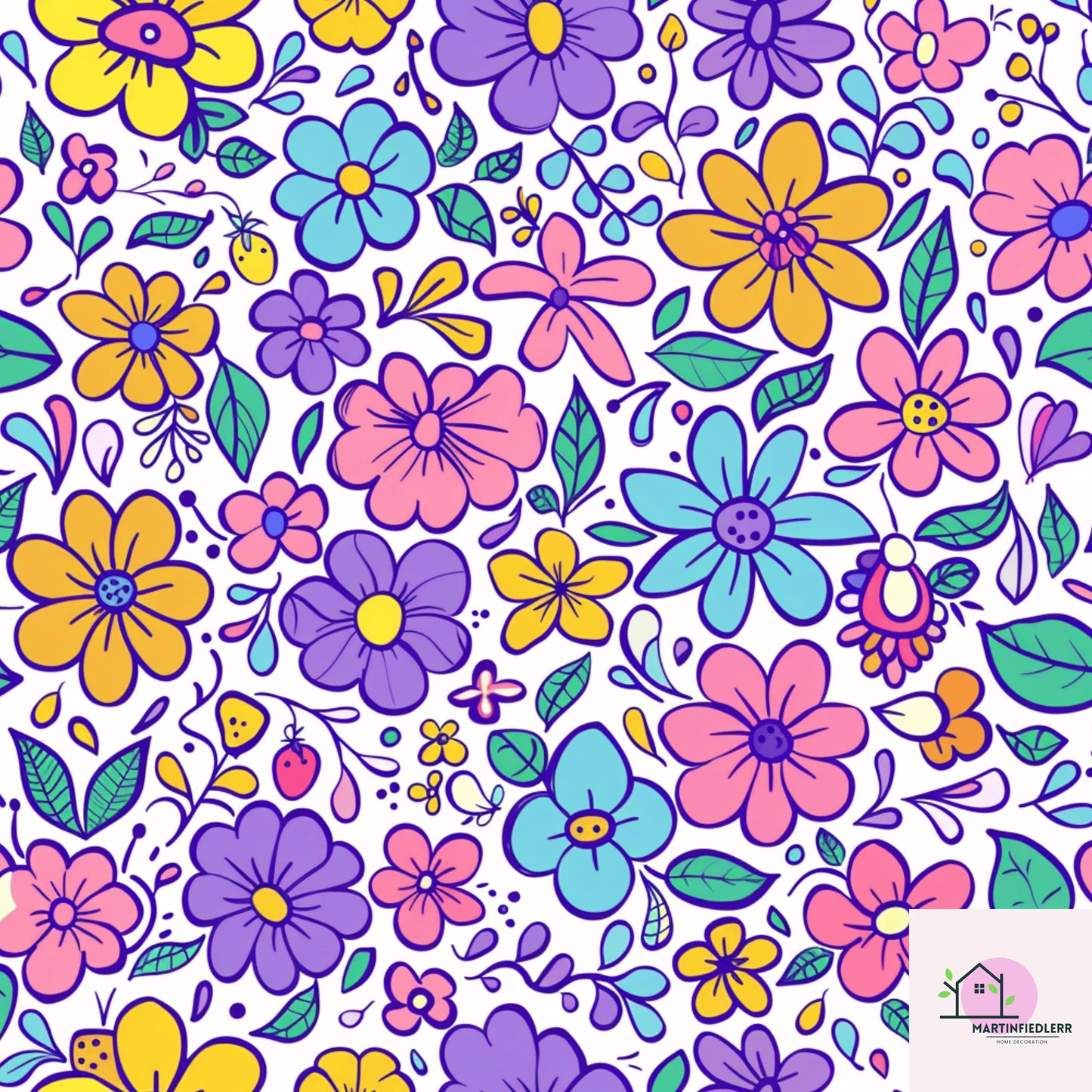 Pastel Cartoon Floral Wrapping Paper: Recycled Smooth Paper