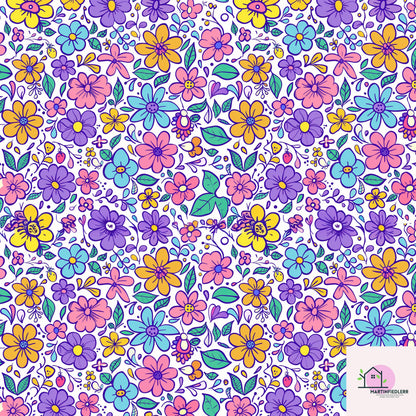 Pastel Cartoon Floral Wrapping Paper: Recycled Smooth Paper