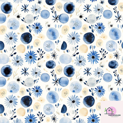 Blue Blossom Watercolor Wrapping Paper: Modern Floral Recycled Paper