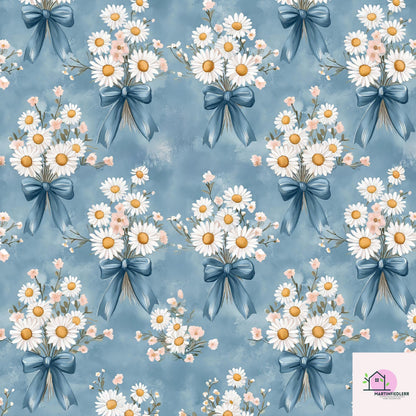 Vintage Daisy Wrapping Paper: Rustic Floral Biodegradable Cotton