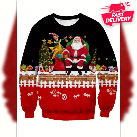 Funny Santa Costume Sweatshirt, Christmas Ugly Shirt, Santa Man Shirt, Family Matching Outfit, Friends Party, Hoodie Christmas Gifts
