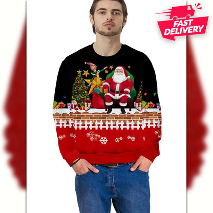 Funny Santa Costume Sweatshirt, Christmas Ugly Shirt, Santa Man Shirt, Family Matching Outfit, Friends Party, Hoodie Christmas Gifts