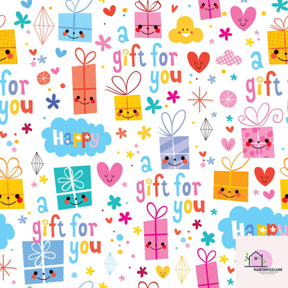 Recycled Cartoon Present Gift Wrapping Paper: Kids Birthday Party