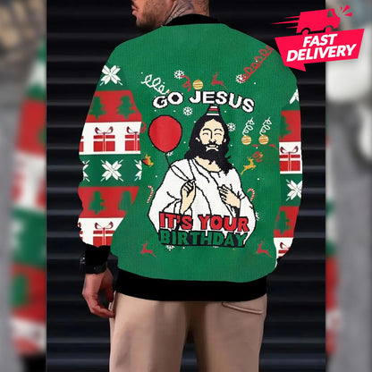 Funny Ugly Christmas Sweatshirt, Jesus Birthday Christmas Ugly Shirt, Family Matching Outfit, Friends Party, Hoodie Christmas Gifts