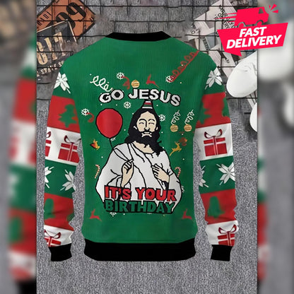 Funny Ugly Christmas Sweatshirt, Jesus Birthday Christmas Ugly Shirt, Family Matching Outfit, Friends Party, Hoodie Christmas Gifts