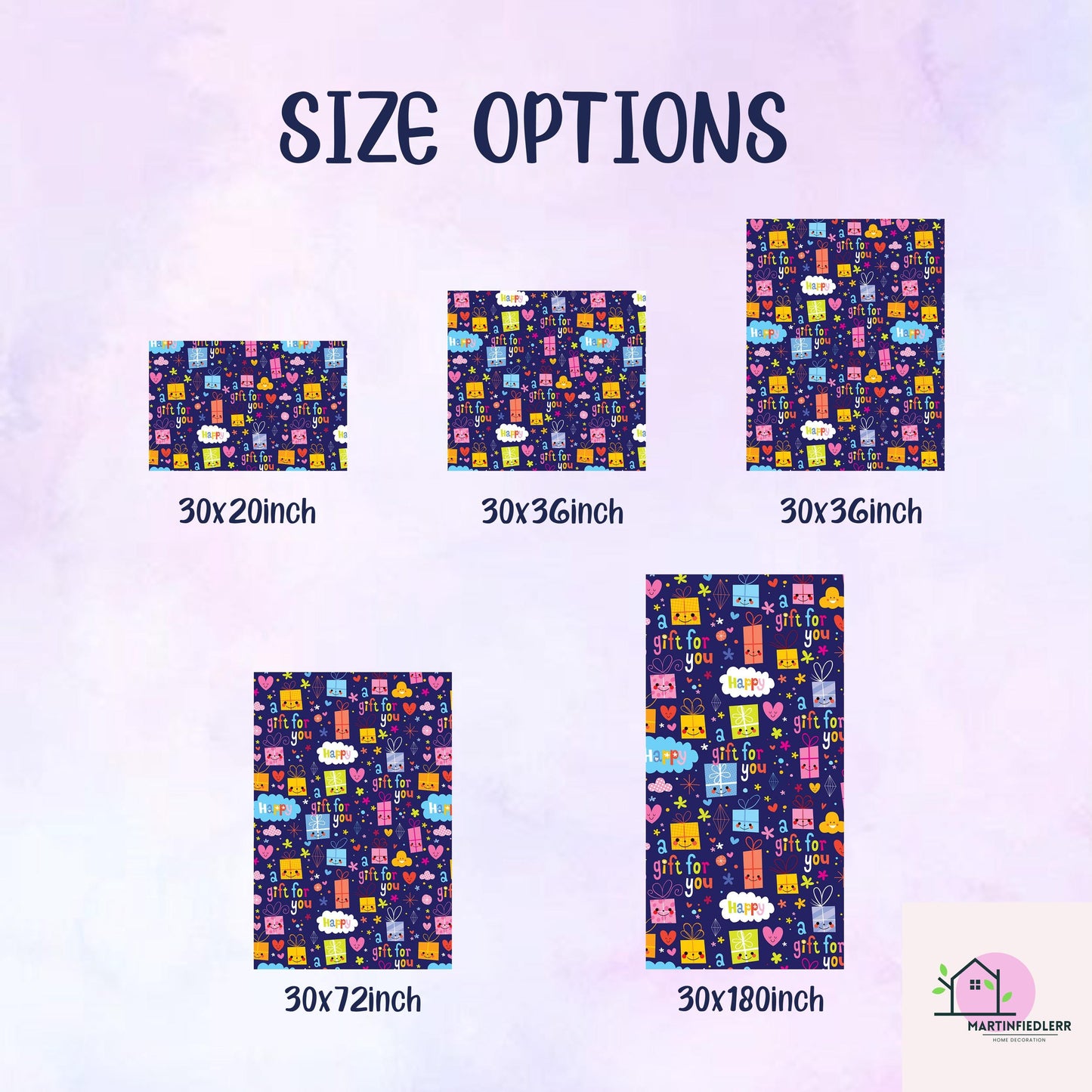 Recycled Matte Gift Wrapping Paper: Fun Cartoon Presents, Kids Birthday