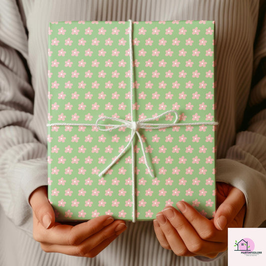 Retro Floral Pastel Meadow Wrapping Paper: Recycled Soft Paper