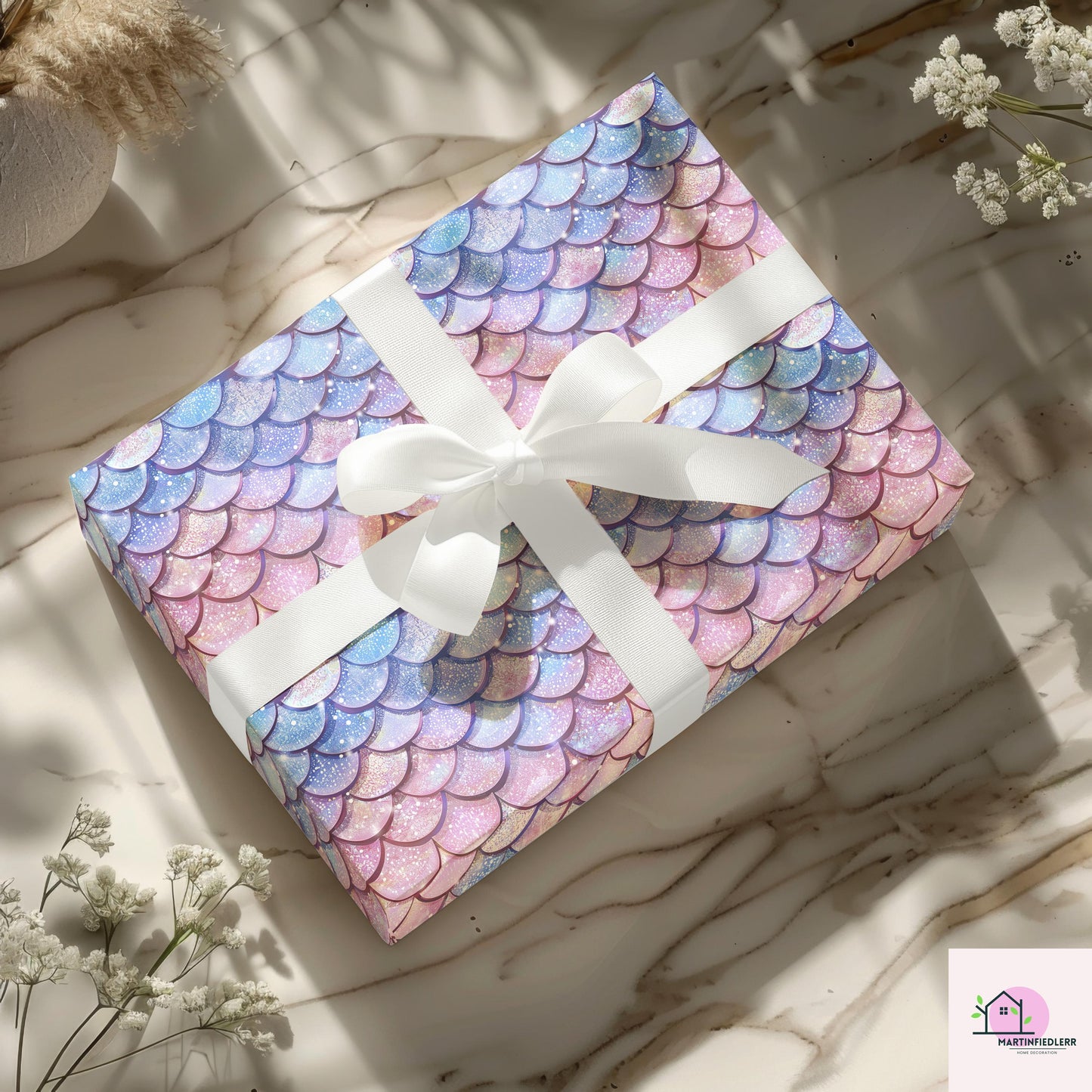 Mermaid Sparkle Wrapping Paper: Compostable Glitter, Ocean Fantasy