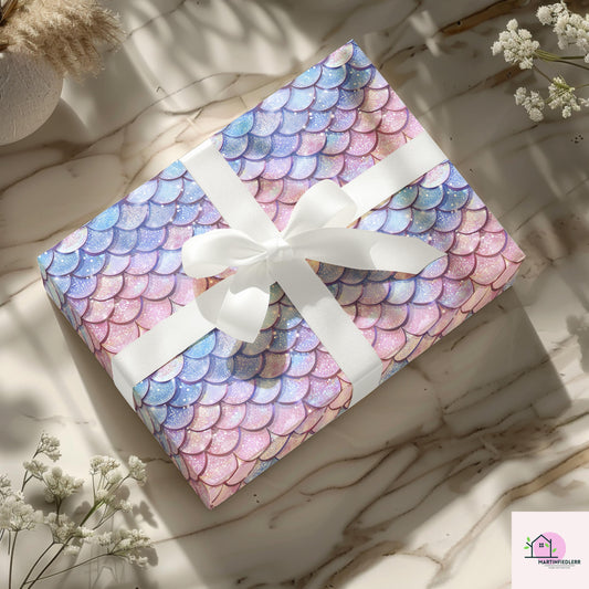 Mermaid Sparkle Wrapping Paper: Compostable Glitter, Ocean Fantasy