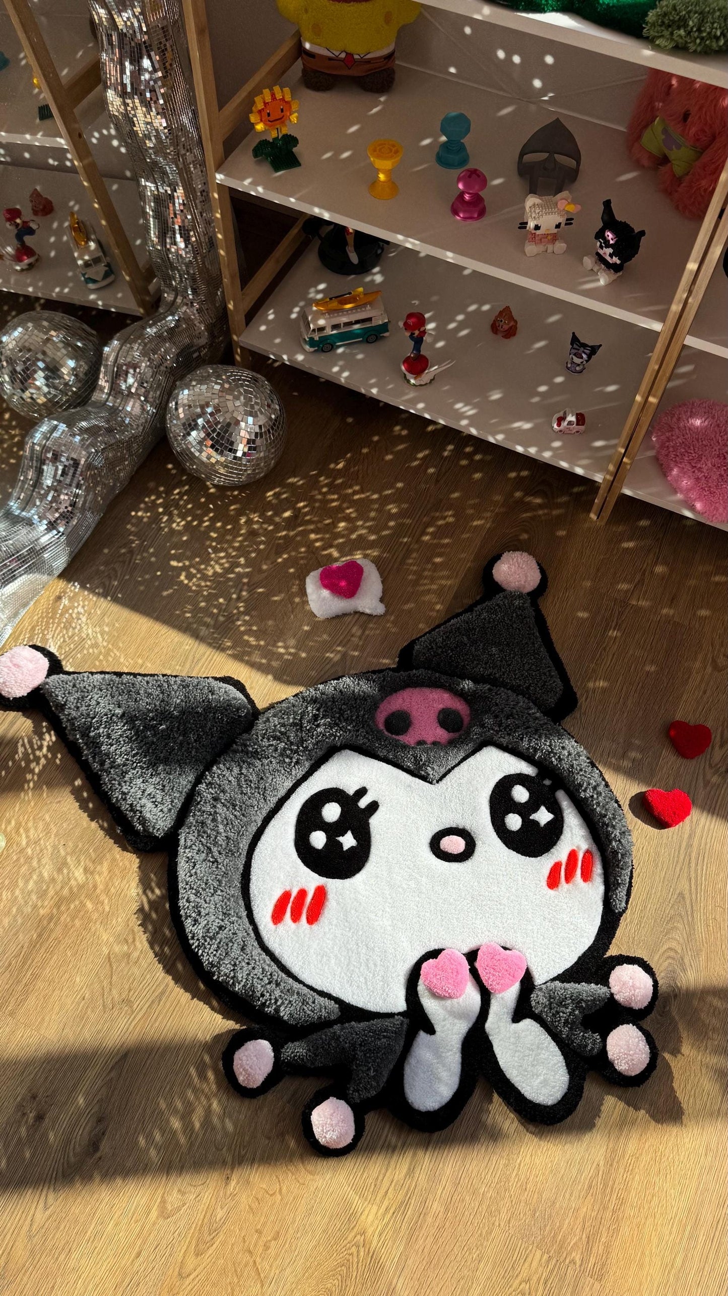 Tufted Rug Custom 3D Puffy Anime Rug, Handmade Carpet with Gothic Lolita Style, Cute Decor, Pastel Goth Room Vibes