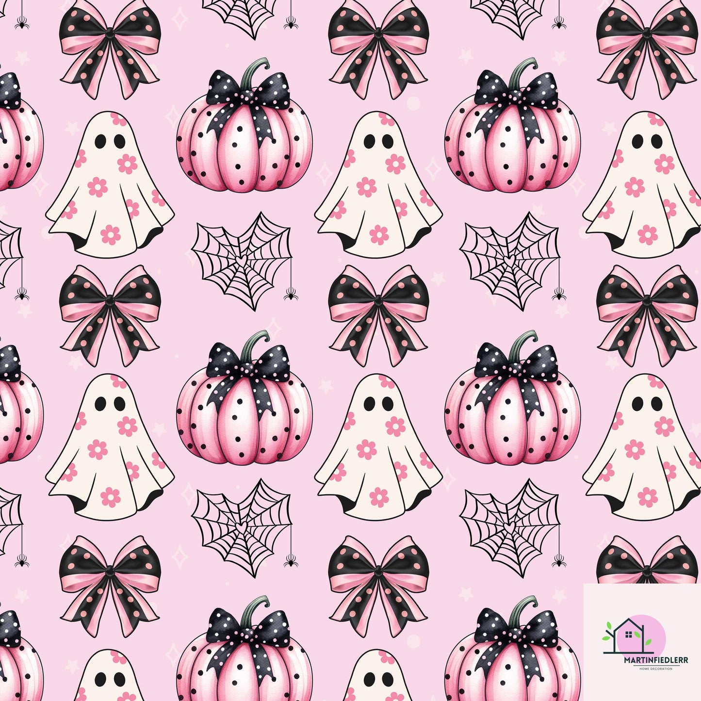 Pink Pumpkin Ghost Halloween Wrapping Paper: Pastel Kids Party, Recycled