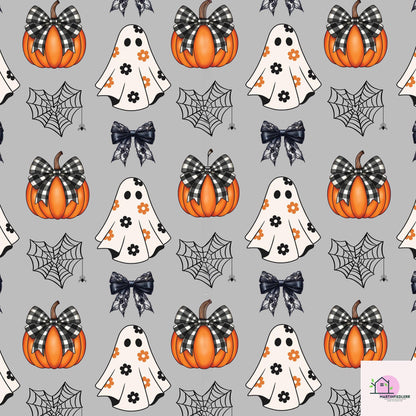 Pumpkin Ghost Halloween Wrapping Paper: Recycled Gingham Print