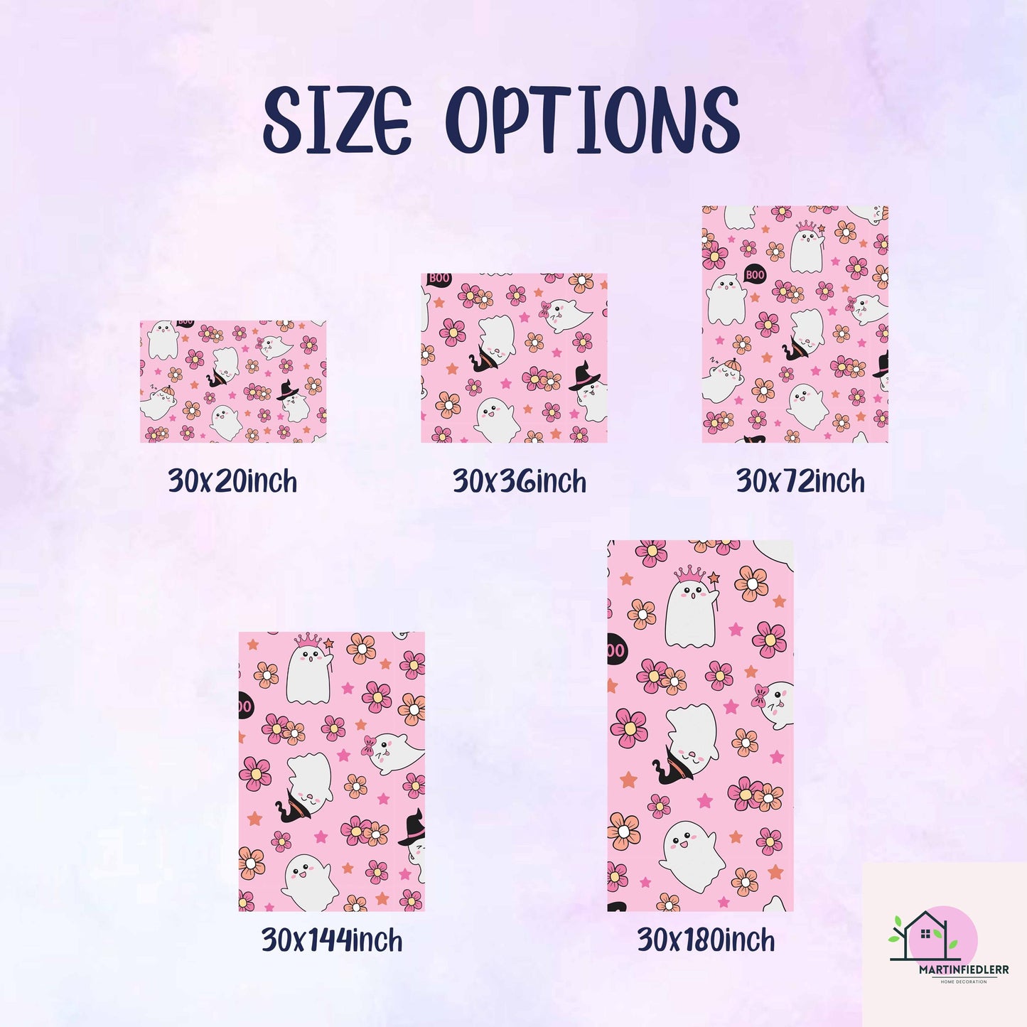 Floral Ghost Halloween Wrapping Paper: Pastel Kids Party Decor