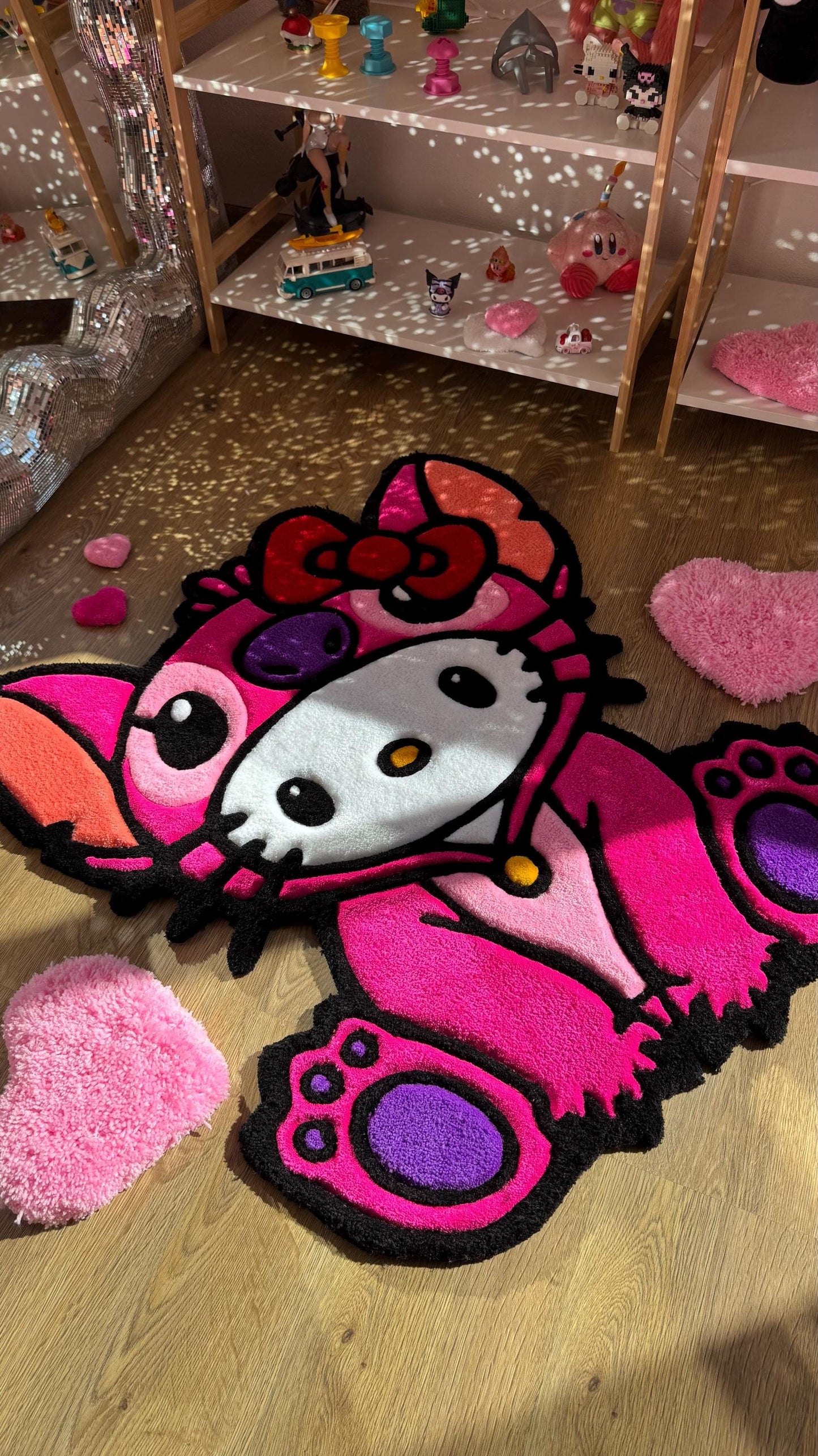 Custom Stitch Tufting rug | Tufted Crossover Carpet, Handmade Kawaii Decor, Cute Fluffy Rug, Anime Gift Idea for Bedroom Floor
