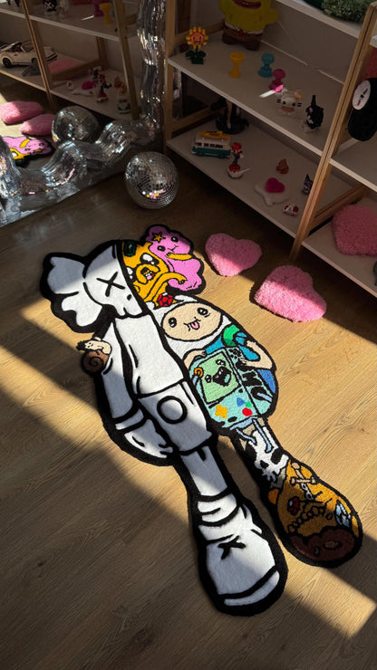 4 FT Half Skeleton Cartoon Tufted Rug – Custom Handmade 3D Carpet, Fluffy Kawaii Goth Decor, Creepy-Cute Rug for Bedroom