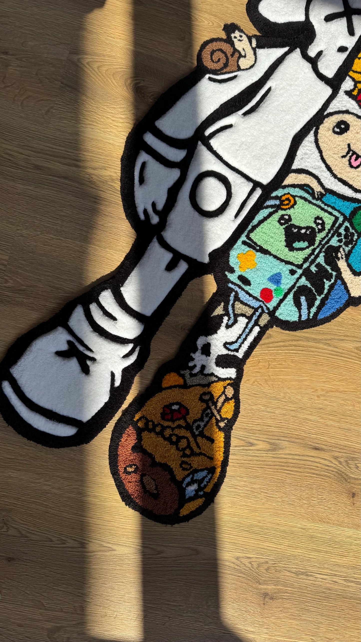 4 FT Half Skeleton Cartoon Tufted Rug – Custom Handmade 3D Carpet, Fluffy Kawaii Goth Decor, Creepy-Cute Rug for Bedroom