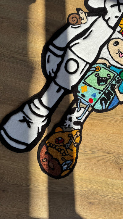 4 FT Half Skeleton Cartoon Tufted Rug – Custom Handmade 3D Carpet, Fluffy Kawaii Goth Decor, Creepy-Cute Rug for Bedroom