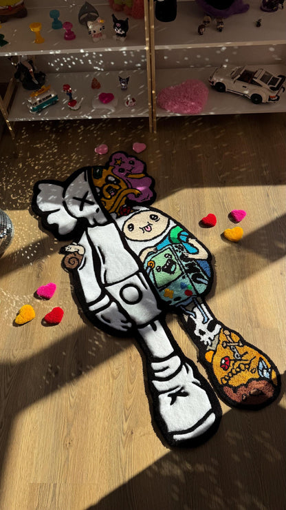 4 FT Half Skeleton Cartoon Tufted Rug – Custom Handmade 3D Carpet, Fluffy Kawaii Goth Decor, Creepy-Cute Rug for Bedroom