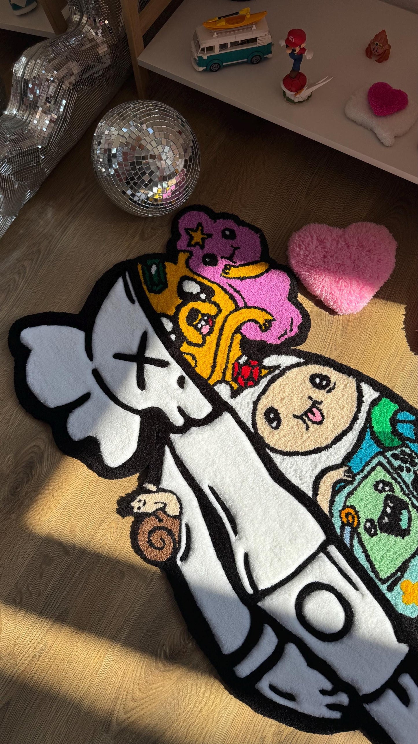 4 FT Half Skeleton Cartoon Tufted Rug – Custom Handmade 3D Carpet, Fluffy Kawaii Goth Decor, Creepy-Cute Rug for Bedroom