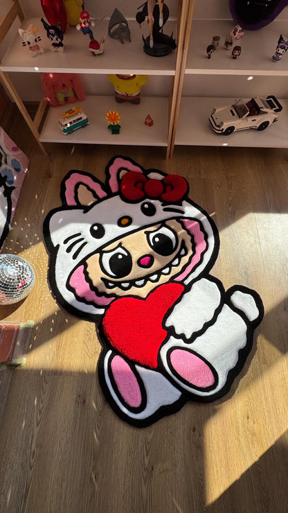 Pink x White Custom Rug – Cute Puffy 3D Tufted Carpet, Kawaii Handmade Decor, Fluffy Anime Rug for Kids Bedroom or Gift for Her