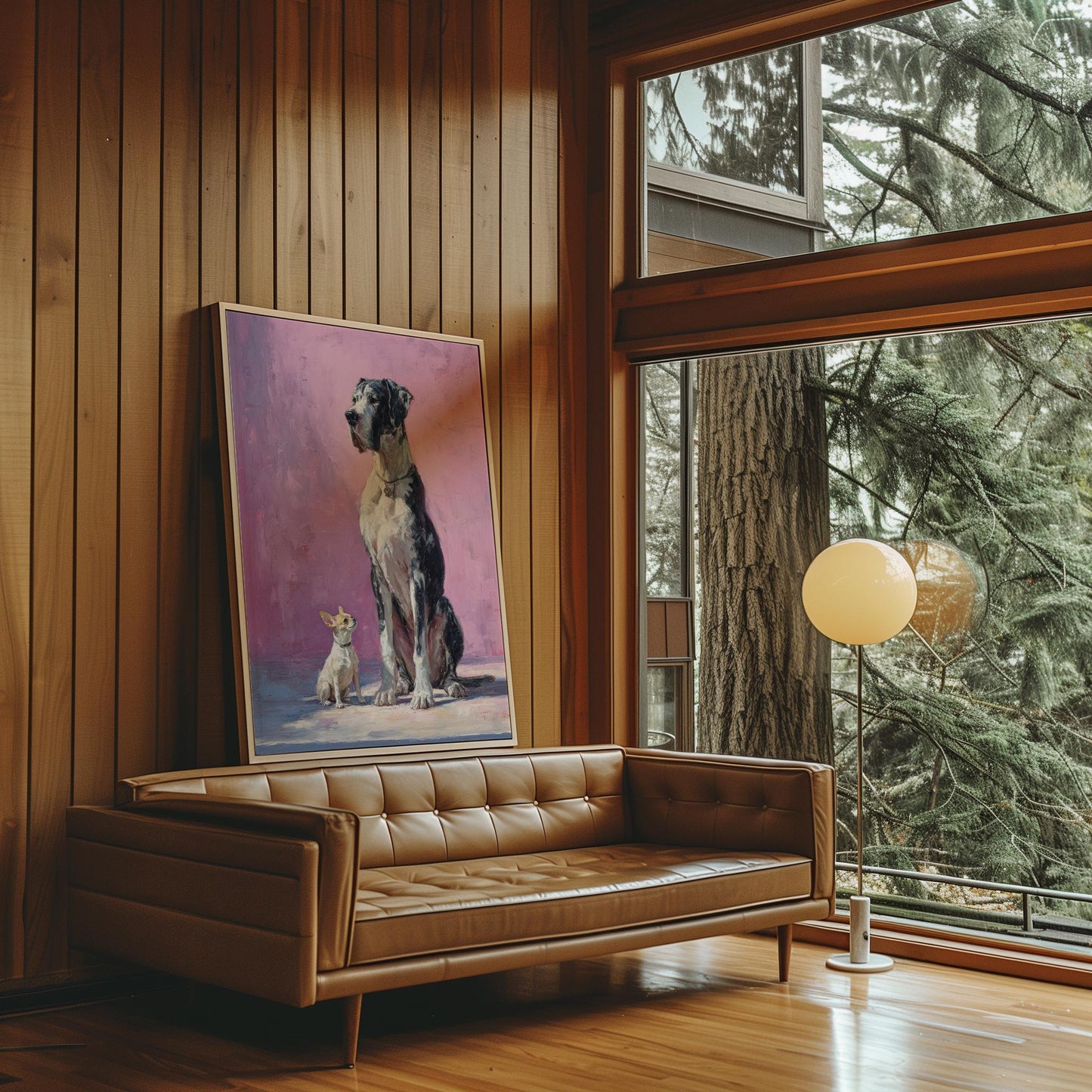 Great Dane and Chihuahua Dog Friends Fine Art Print | Cute Quirky Whimsical | Cocktail Art | Bar Cart Decor | Trendy Home Wall Art Gift