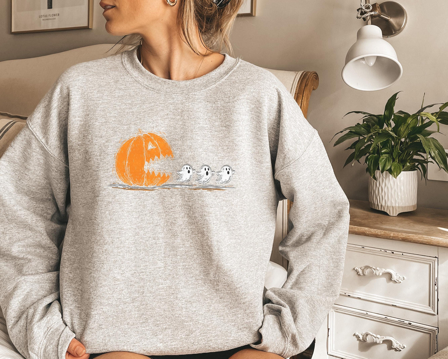 Halloween Pumpkin Eat Ghost Shirt, Funny Halloween Shirt, Halloween Gamer Gift, Halloween Party Tee, Pumpkin Pac Man Shirt, Spooky Ghost Tee