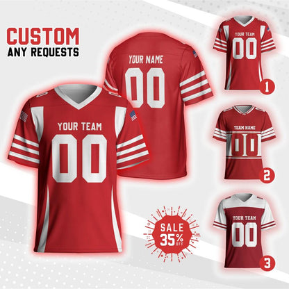 Personalized Team 49er Football Jersey red and gold jersey, Custom Name & Number Jersey Free Style , Game Day Outfit For Football Fan