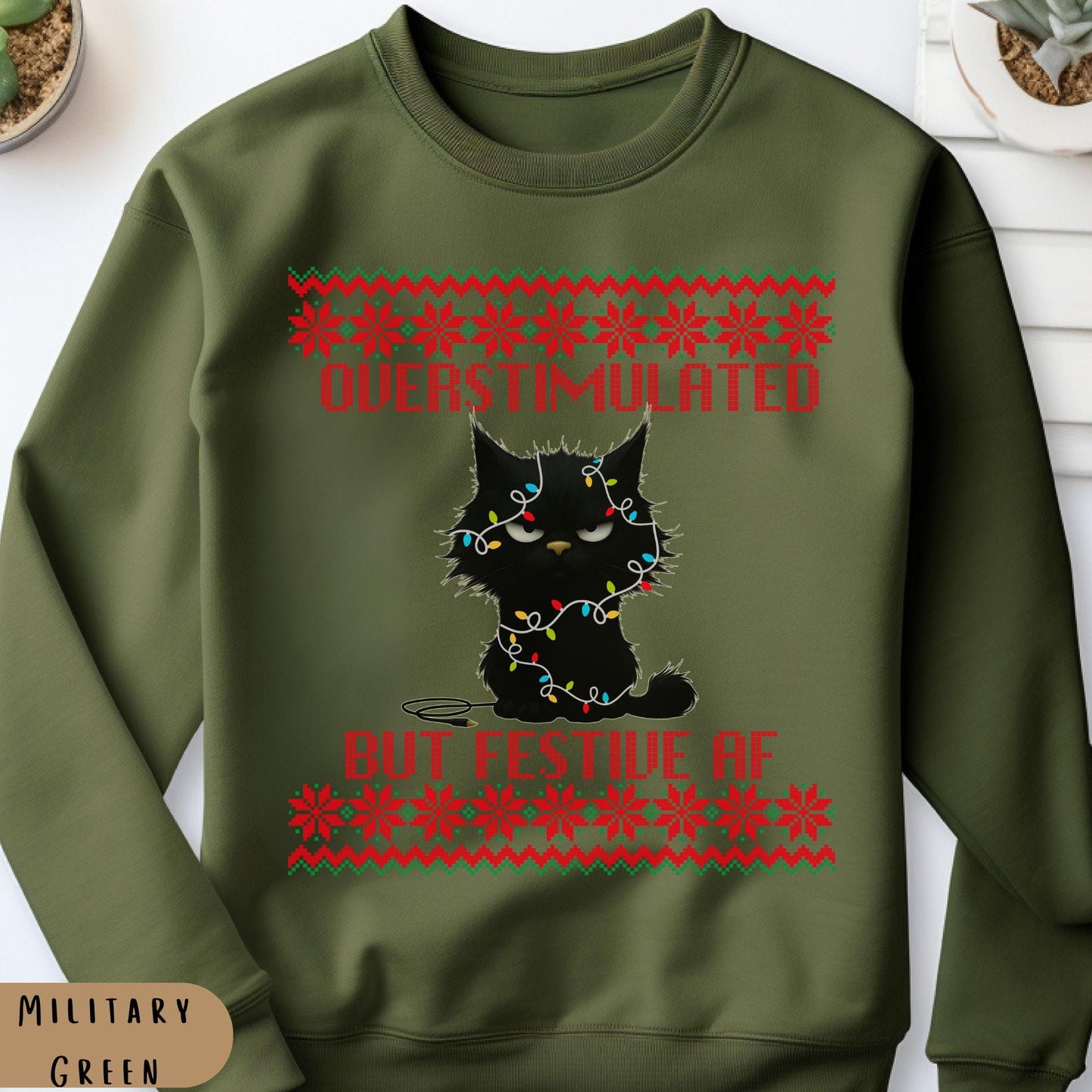 Ugly Christmas Secret Santa Gift Ideas Funny Cat Shirt Mental Health Shirt Cat lover sweatshirt Cat Dad Christmas