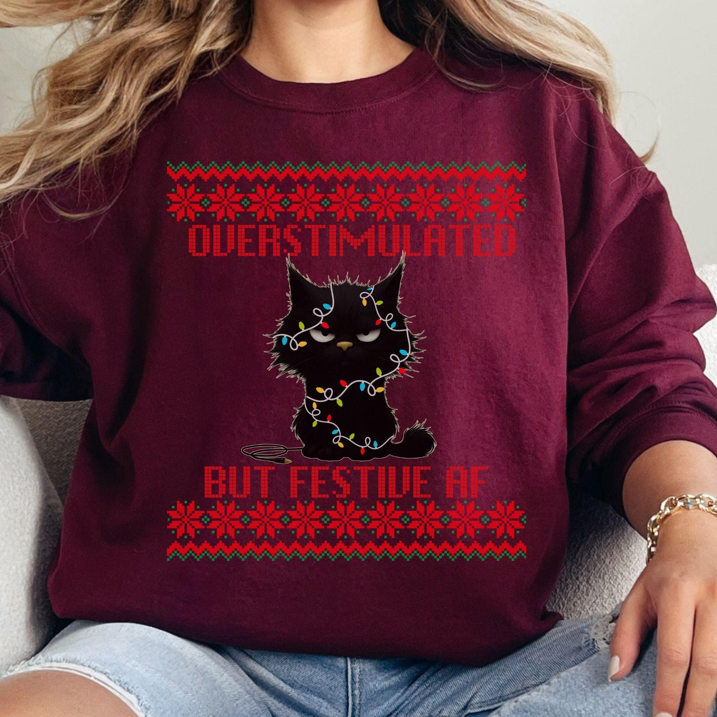Ugly Christmas Secret Santa Gift Ideas Funny Cat Shirt Mental Health Shirt Cat lover sweatshirt Cat Dad Christmas