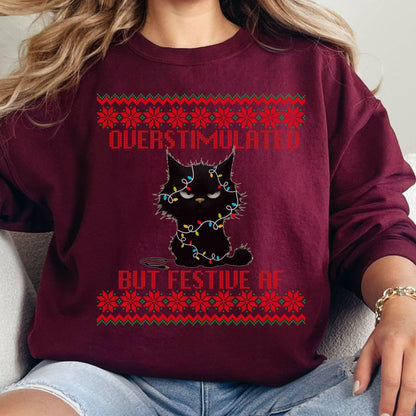 Ugly Christmas Secret Santa Gift Ideas Funny Cat Shirt Mental Health Shirt Cat lover sweatshirt Cat Dad Christmas