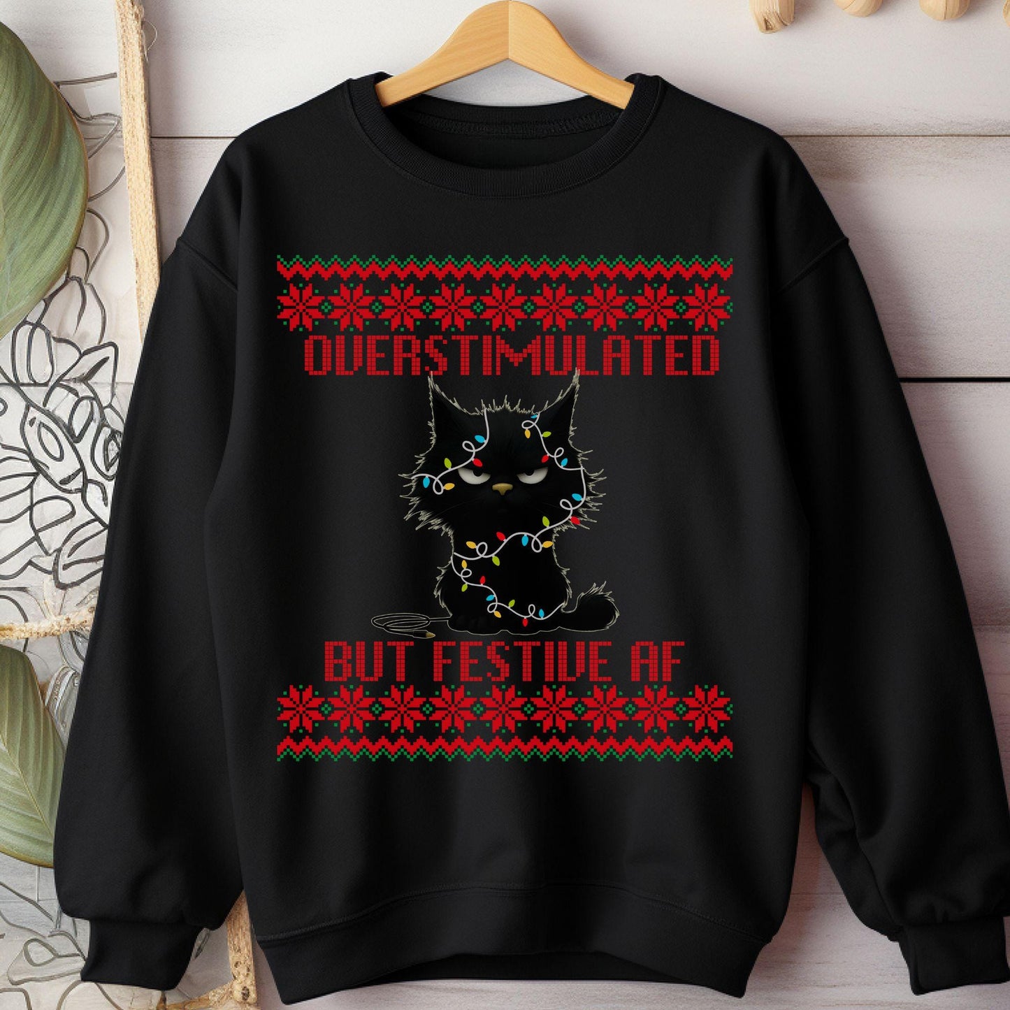 Ugly Christmas Secret Santa Gift Ideas Funny Cat Shirt Mental Health Shirt Cat lover sweatshirt Cat Dad Christmas