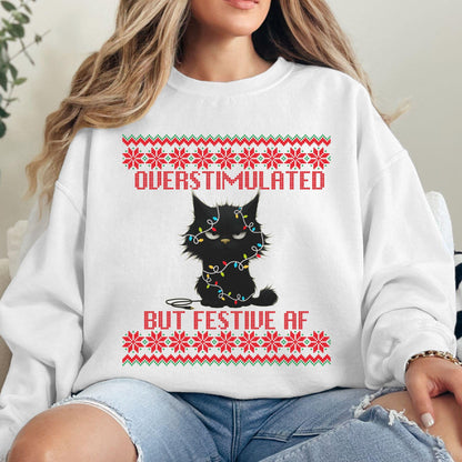 Ugly Christmas Secret Santa Gift Ideas Funny Cat Shirt Mental Health Shirt Cat lover sweatshirt Cat Dad Christmas